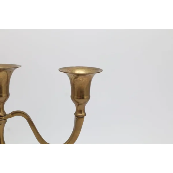 Vintage Three-Arm Solid Brass Candelabra – Circa 1970