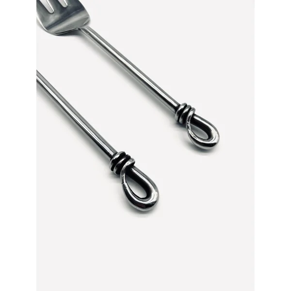 Vintage two salad servers in stainless steel