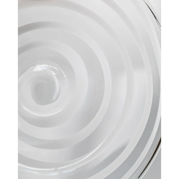 XL Vintage Murano Glass Bowl - Clear and White Swirled Glass, Mid Century Design Italy 70s