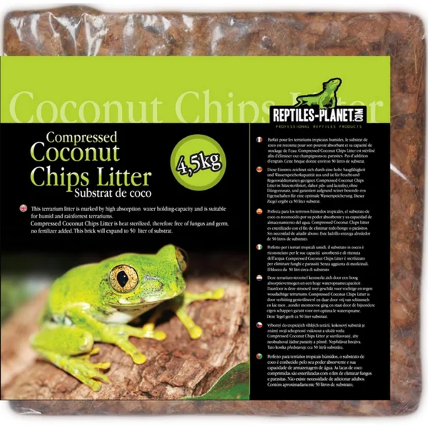 Éclats de coco compressés coloris marron Reptile Planet Coconut Chips Litter - 4,5 kg