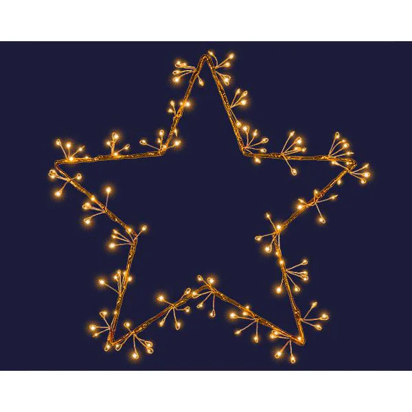 Étoile lumineuse à 125 micro-LED ambre sur câble marron - Ø 40 cm